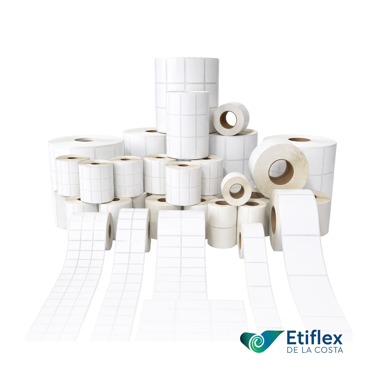 Etiquetas adhesivas línea blanca en rollo