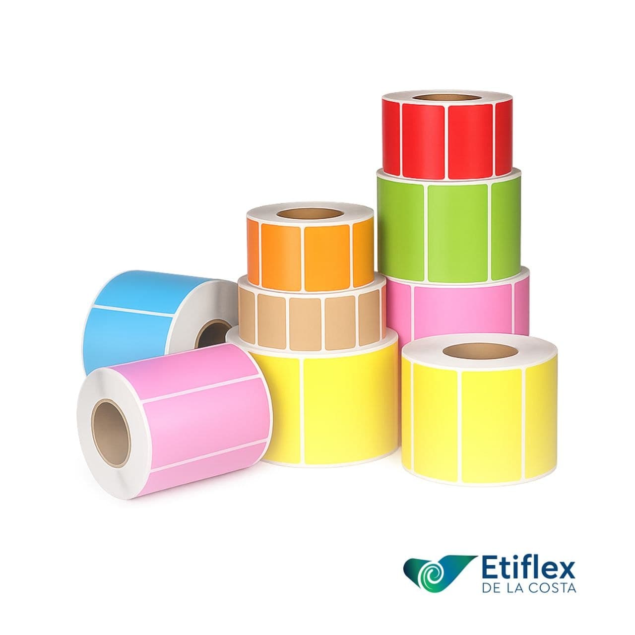 Etiquetas adhesivas fondeadas en rollo